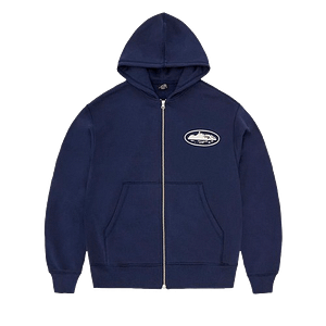 CorteizNavyHoodie Corteiz Island Puff Print Zip Hoodie - Navy