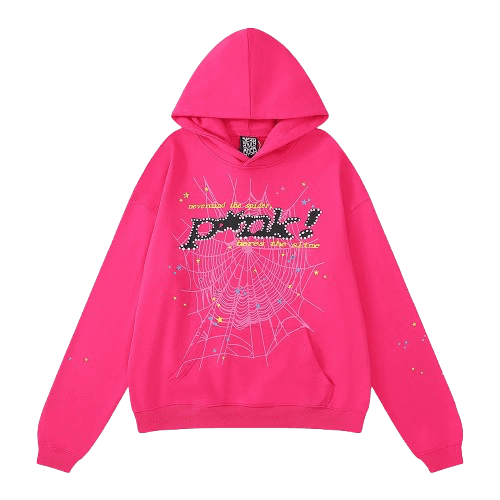 Sp5der Hoodie Pink Web streetwear premium Sp5der Hoodie Pink Web