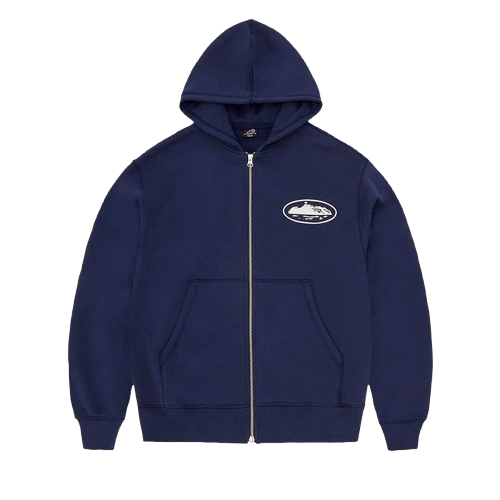 CorteizNavyHoodie Corteiz Island Puff Print Zip Hoodie - Navy