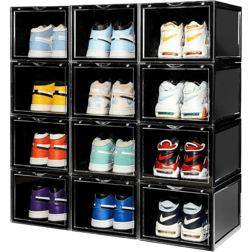SneakerBox Sneaker Storage Boxes – Boîtes de rangement transparentes (Pack de 12)