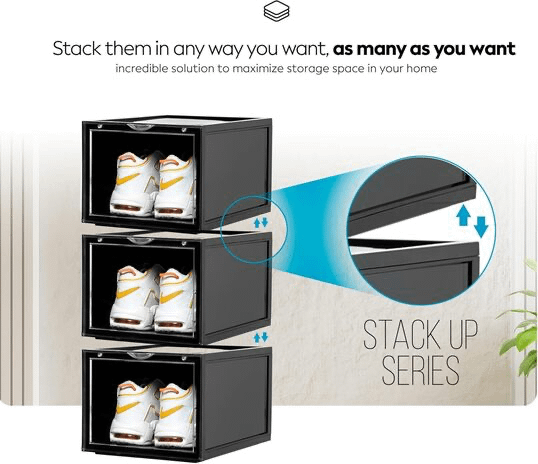 SneakerBox4 Sneaker Storage Boxes – Boîtes de rangement transparentes (Pack de 12)